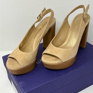 Stuart Weitzman Tan Suede Slingback Heels